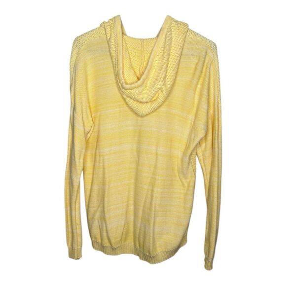 Ruff hewn yellow white striped large hooded pullover sweater - Picture 5 of 5